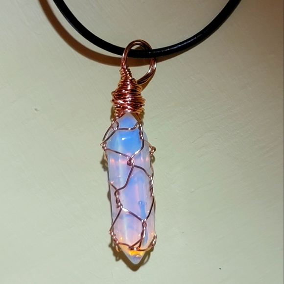 handmade Jewelry - Wire Wrapped Opal Crystal Neck
